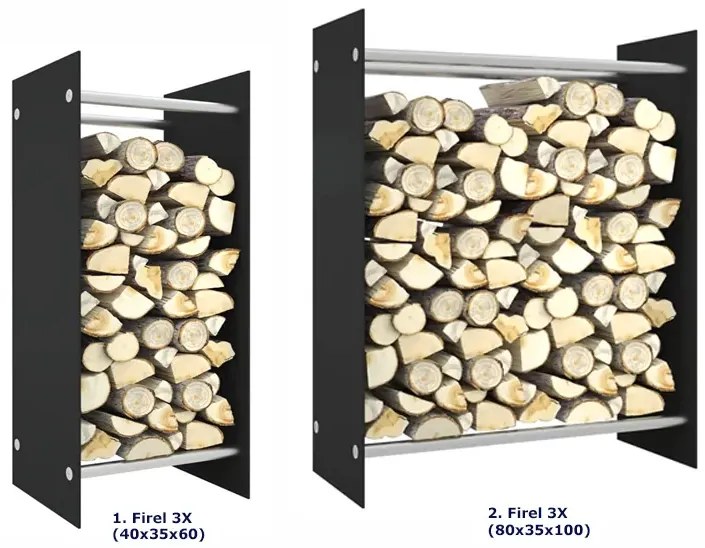 Szklany stojak na drewno kominkowe - Firel 3X 40x35x60