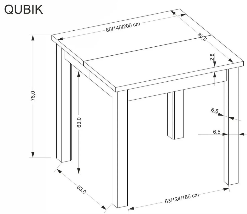 Stół rozkładany QUBIK 80(200)x80 dąb artisan/czarny HALMAR