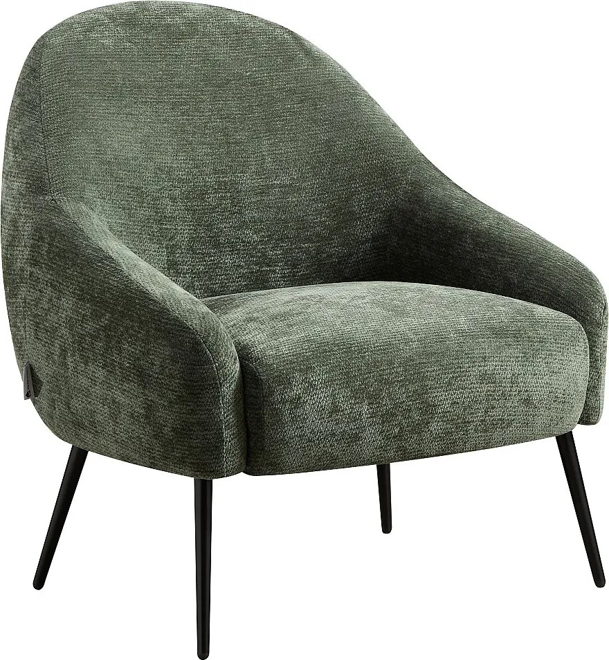 Fotel z zielonej tkaniny teksturowanej RIBEDI