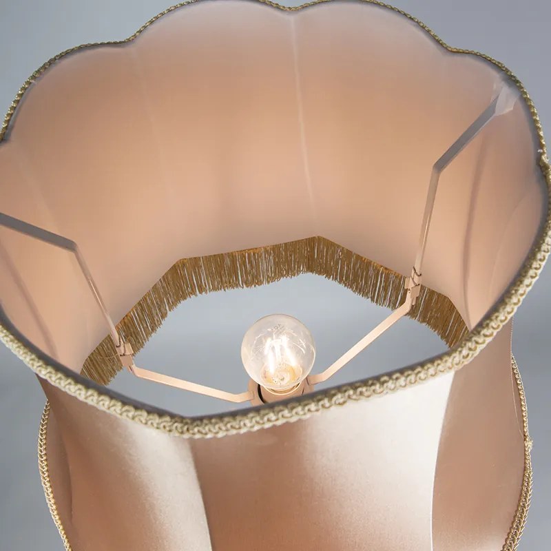 Lampa podłogowa w stylu Retro z mosiądzu z abażurem Granny w kolorze złotym 45 cm - Kaso Retro Oswietlenie wewnetrzne