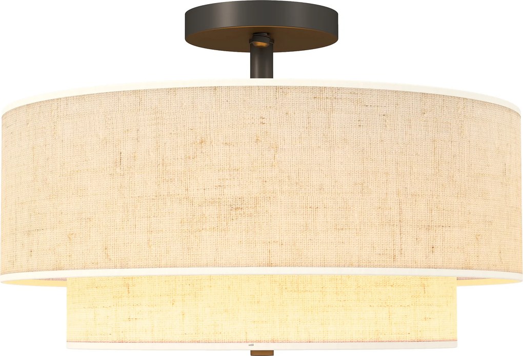 HOMCOM Lampa sufitowa, wisząca lampa z podwójnymi kloszami w lnianym stylu, kremowo-biała