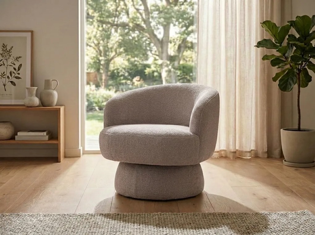 Obrotowy fotel designerski COSMIC RAVEN, ciemny beżowy