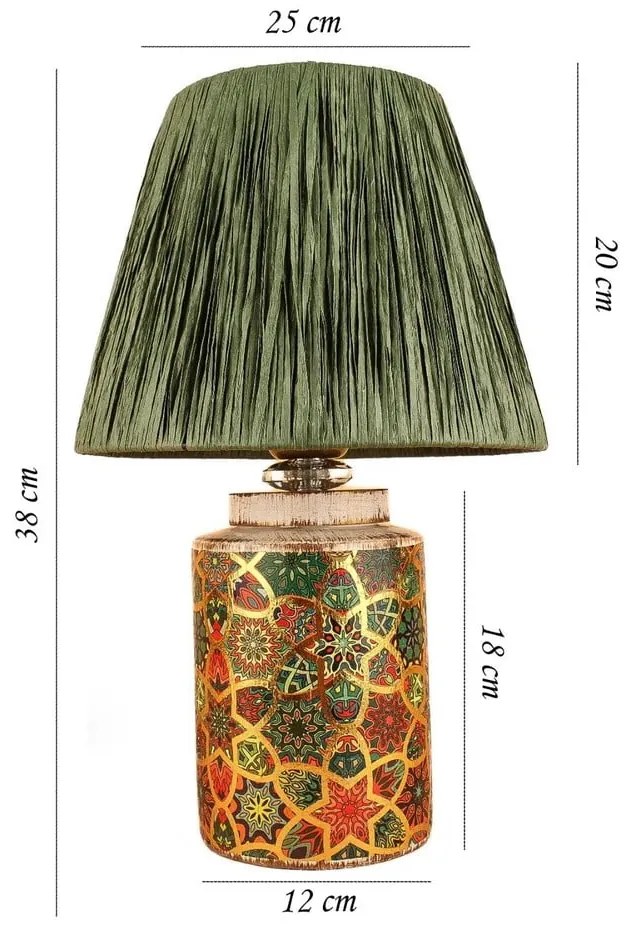 Zielona lampa stołowa z kloszem plecionki papierowej (wysokość 38 cm) Alev – Opviq lights