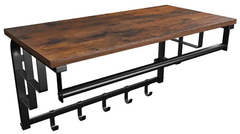 Wieszak ścienny HENRY, 66x30x27cm, czarna/brąz Vasagle