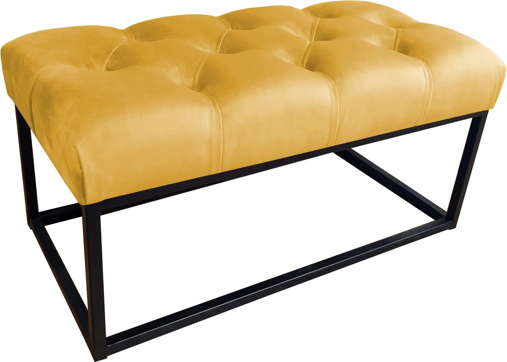 Ławka CHESTERFIELD tkanina Welur loft ławka metal : Kolor Stelaża - Czarny , Kolor tkaniny - VELVET - MG15, Typ tkaniny - Velvet