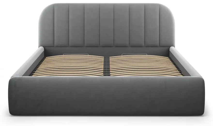 Szare tapicerowane łóżko dwuosobowe ze schowkiem ze stelażem 140x200 cm Juno – Windsor &amp; Co Sofas