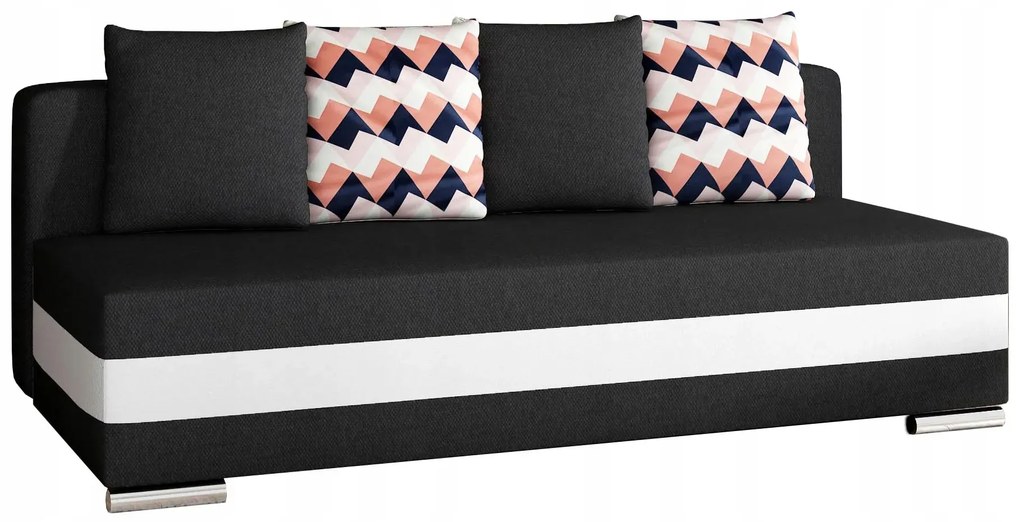 Sofa rozkładana z funkcją spania CALIA czarna/biała ELTAP