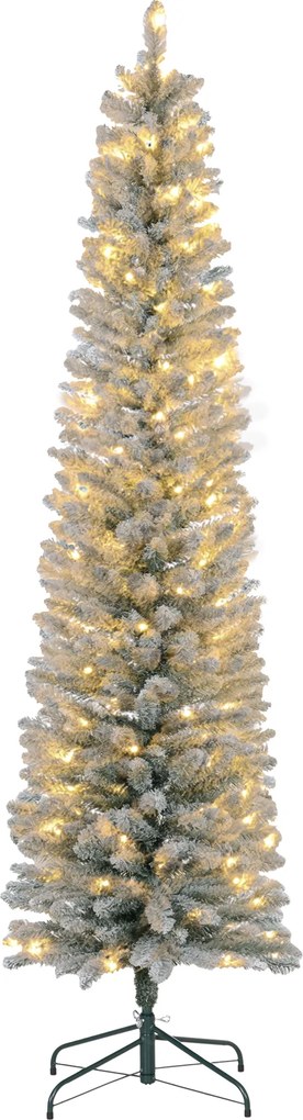 HOMCOM Choinka 210 cm, Girlanda LED, Sztuczne Gałęzie, Ognioodporne, Metalowa Podstawa, Zielony | Aosom PL