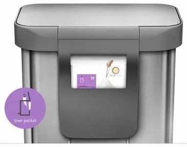 Simplehuman Kosz na śmieci z pedałem 55 l, srebrny, 55 l