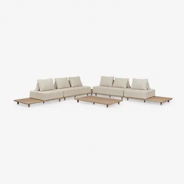 Zestaw Ogrodowy Z Narożnikiem Modułowym 4-częściowym Ze Stolikiem Nocnym I Stolikiem Kawowym 160x95 Cm W Kolorze Portet Acacia Gardenia Biel - Sklum