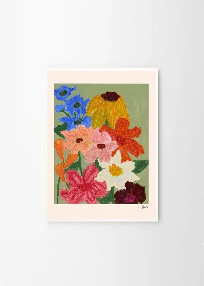 Plakat 50x70 cm Flowers on Sage Green – Carla Llanos – The Poster Club