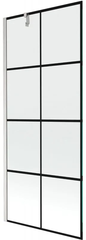 Mexen Next parawan nawannowy 1-skrzydłowy 80 x 150 cm, czarna kratka, nikiel szczotkowany - 895-080-000-00-77-97