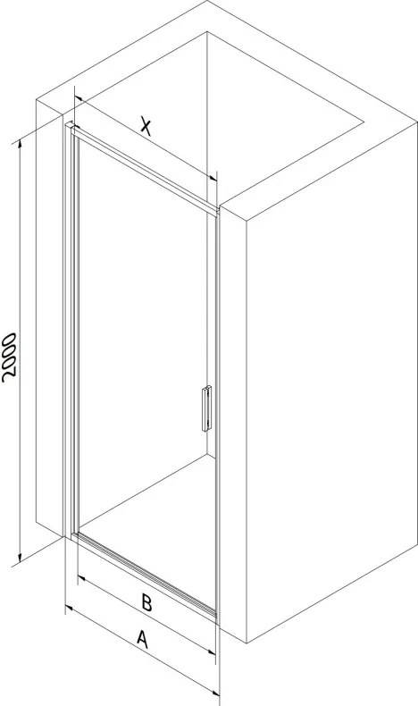 Mexen Exo drzwi prysznicowe uchylne 95 cm, transparent, czarne - 817-095-000-70-00