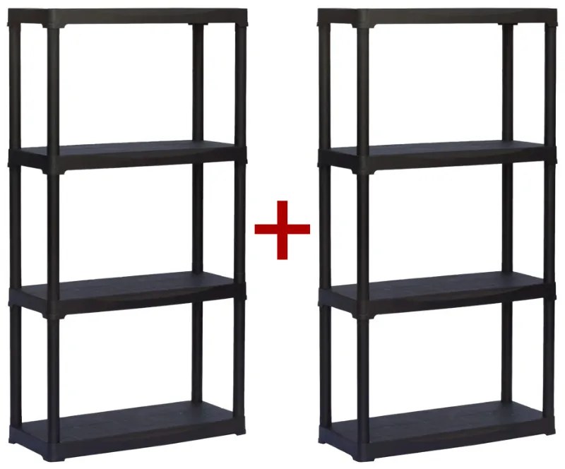 Regał plastikowy TEMPO 1+1 GRATIS, 1320x700x300 mm, 4 półki