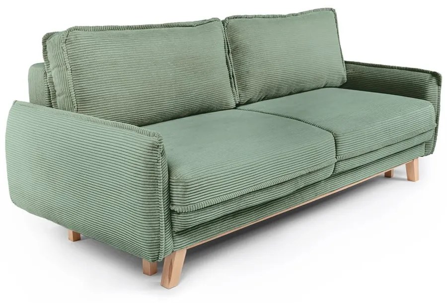 Jasnozielona sztruksowa rozkładana sofa 218 cm Tori – Bonami Selection