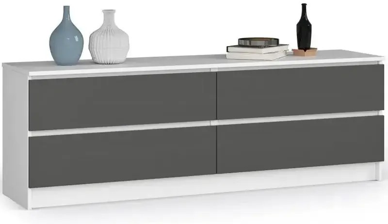 Komoda nowoczesna z gładkim biały frontem + grafit M3-R71