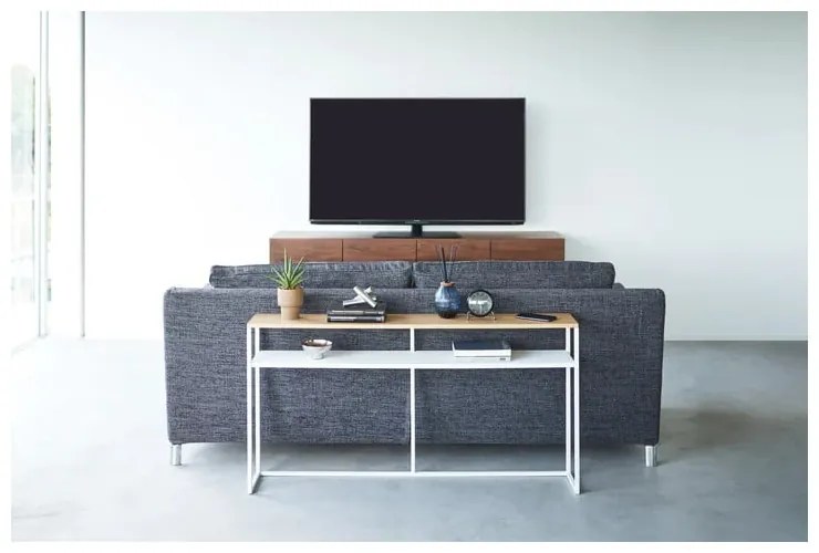 Biało-jasnobrązowa konsola w dekorze jesionu 20,5x126 cm Tower – YAMAZAKI