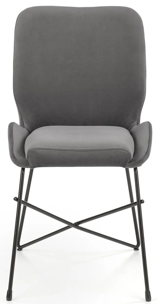 Krzesło popielaty nowoczesne metalowe tkanina velvet do jadalni szare K454