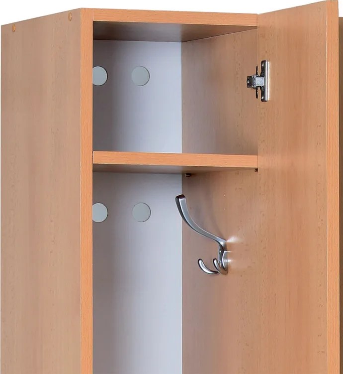 Drewniana szafka ubraniowa S5, 3-drzwiowa, 1900 x 900 x 420 mm, zamek cylindryczny, orzech