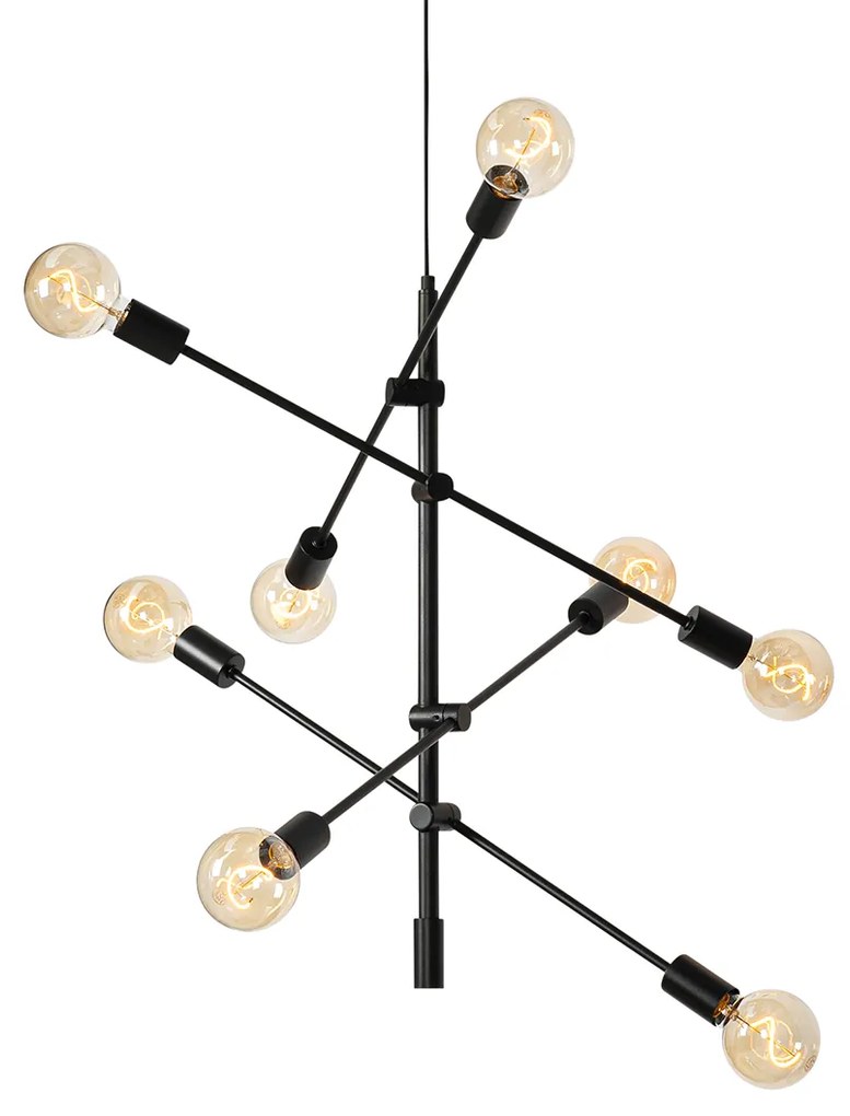 Industrialna lampa wisząca czarna 8-świateł - SydneyPrzemysłowy Oswietlenie wewnetrzne