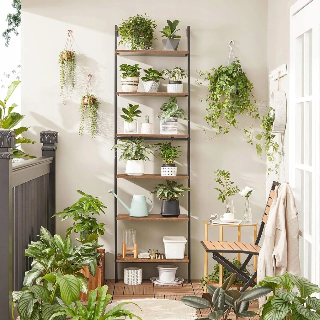 Regał z półkami TAYLOR 6 półek 204,8x60 cm, rustykalny brązowy