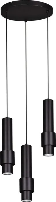 Czarna okrągła lampa wisząca 3 tuby - S072 H4-L47