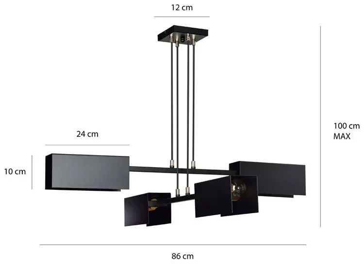 Czarna regulowana lampa wisząca w stylu loft - D019-Hertis