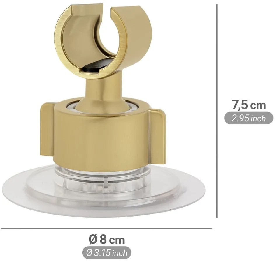 Plastikowy uchwyt na słuchawkę prysznicową w kolorze złota bez wiercenia Libertà – Wenko