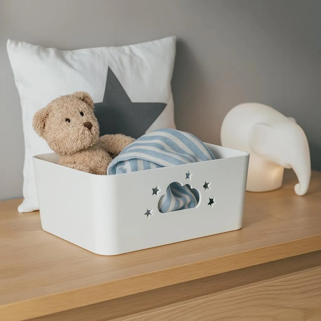 Koszyk do przechowywania NEBULA z uchwytami w kształcie chmurki i gwiazdki, wys. 11 cm