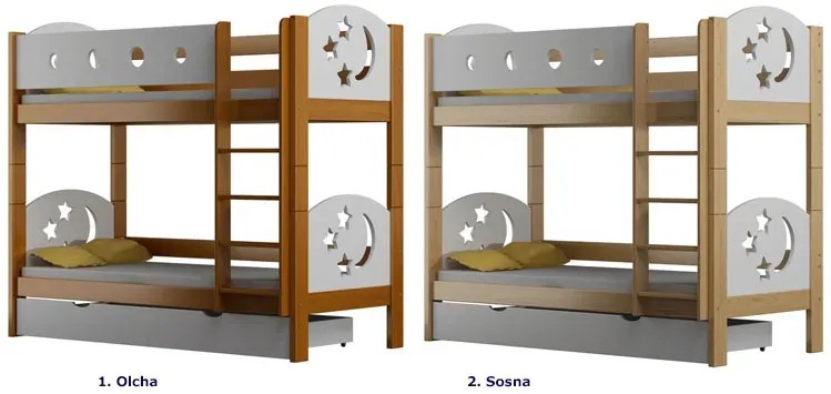 Dziecięce łóżko piętrowe z szufladą, sosna Lefior 4X