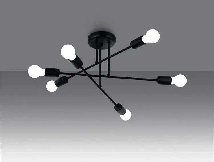Czarna industrialna lampa sufitowa patyki - A633-Karinn