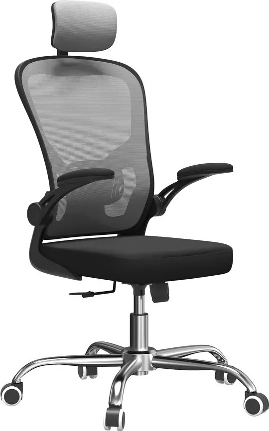 Szary Ergonomiczny Fotel Biurowy Do Komputera Obrotowy E2-N74