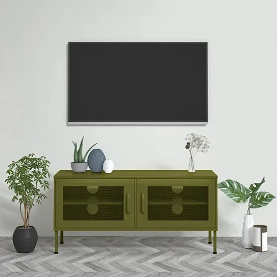 Stalowa oliwkowa szafka RTV - Korva