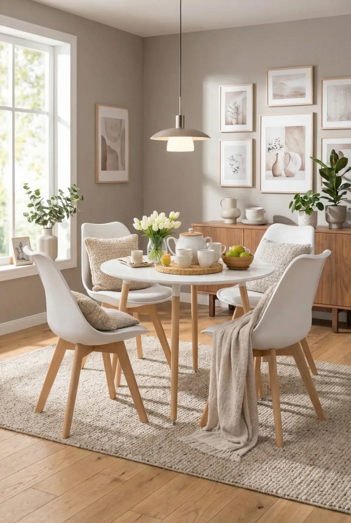 Biały stół + 4 białe krzesła E5-L33