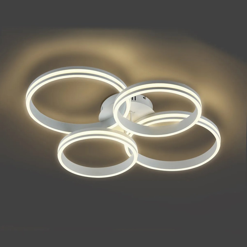 Lampa sufitowa biała z LED z 3-stopniową regulacją ściemniania 4-punktowa - Navara