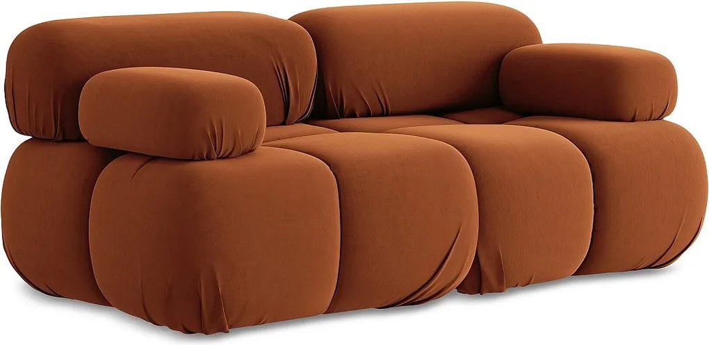 Modułowa sofa 2-osobowa - z tkaniny welwetowej - terakota - LOKUA