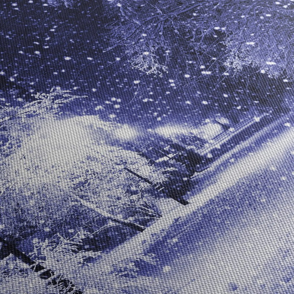 Obraz - Magiczna zimowa noc (z zegarem) (90x30 cm)