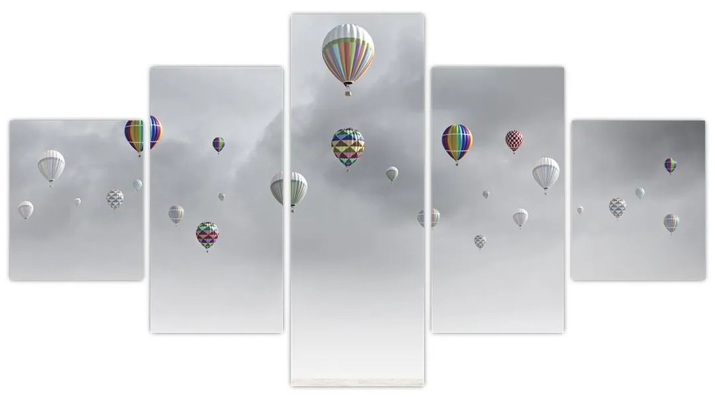 Obraz - Balony nad ceglaną ścianą (125x70 cm)
