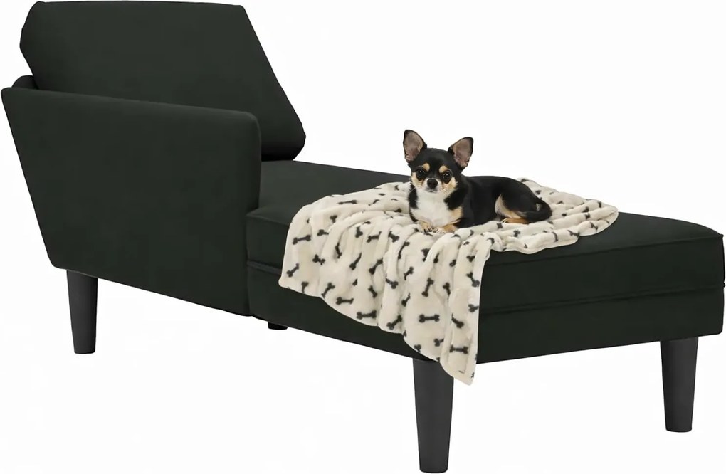 Czarny nowoczesny szezlong z poduszką D9-M34