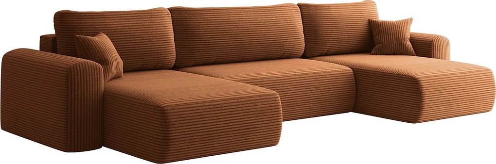Sofa narożnik CAPRI U z funkcją spania, do salonu, ceglany