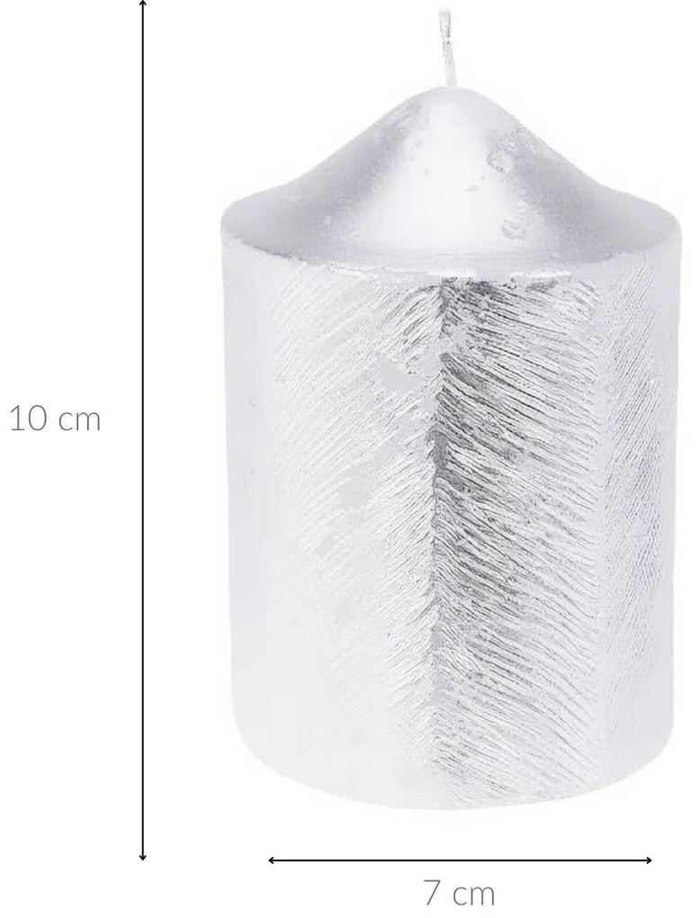 Świeca ozdobna z metalicznym wzorem, 7 x 10 cm
