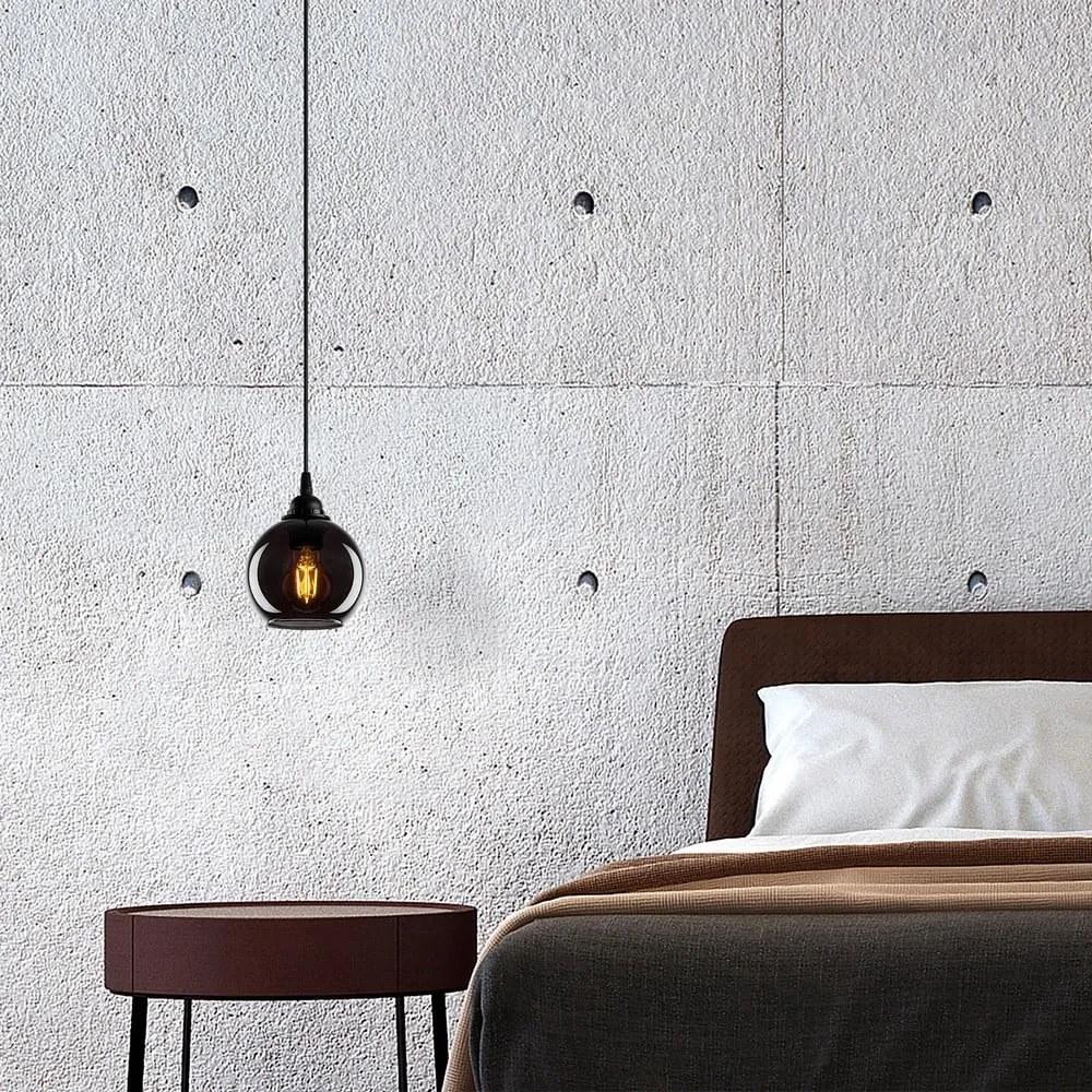 Czarna lampa wisząca ze szklanym kloszem ø 15 cm Smoked – Opviq lights