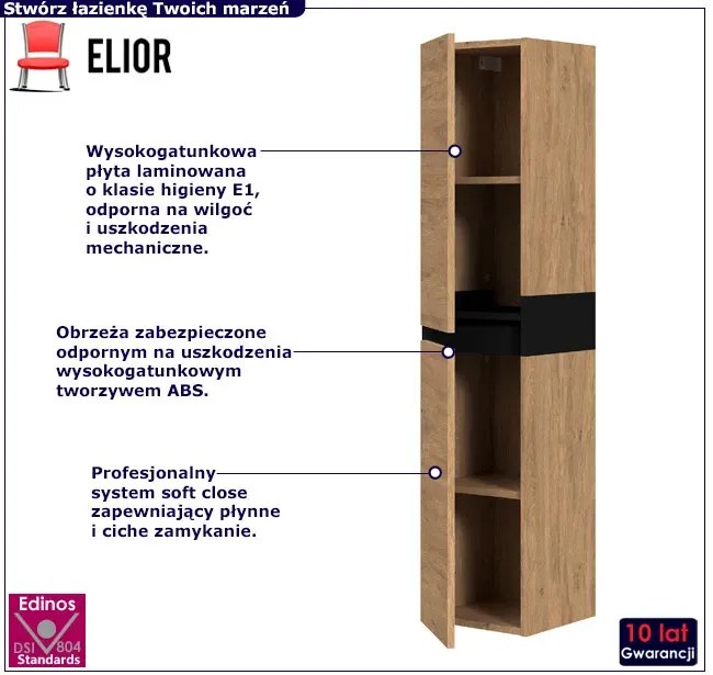 Nowoczesny słupek łazienkowy dąb złoty N3-R48