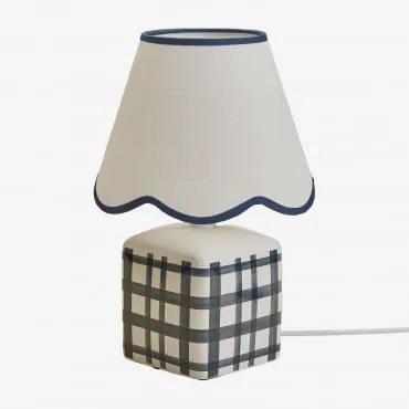 Lampa Stołowa Pirela Ceramiczno-lniana, 35 Cm Dark Blue - Sklum