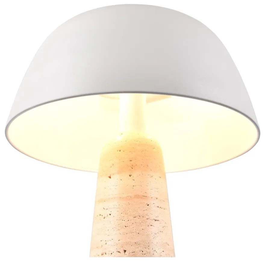 Biała/beżowa lampa stołowa z metalowym kloszem (wysokość 41 cm) Timba – Trio Select