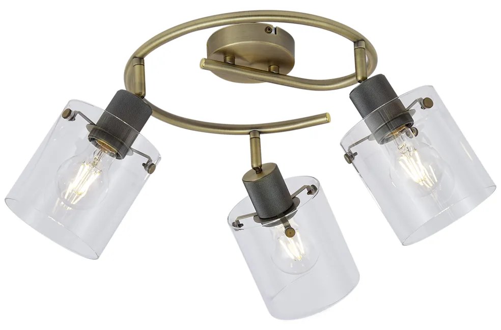 Designerski reflektor sufitowy brązowy z przezroczystym szkłem okrągły 3-punktowy - Domo