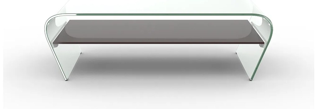 Stolik kawowy KELLY - Szkło hartowane - Półka lakierowana na czarno