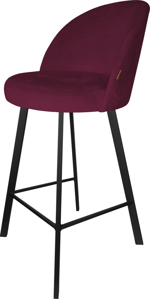 Hoker TRIX krzesło barowe tkanina Welur podstawa metalowa : Kolor nogi - Czarna profil, Kolor tkaniny - VELVET - MG02, Typ siedziska - Siedzisko stałe