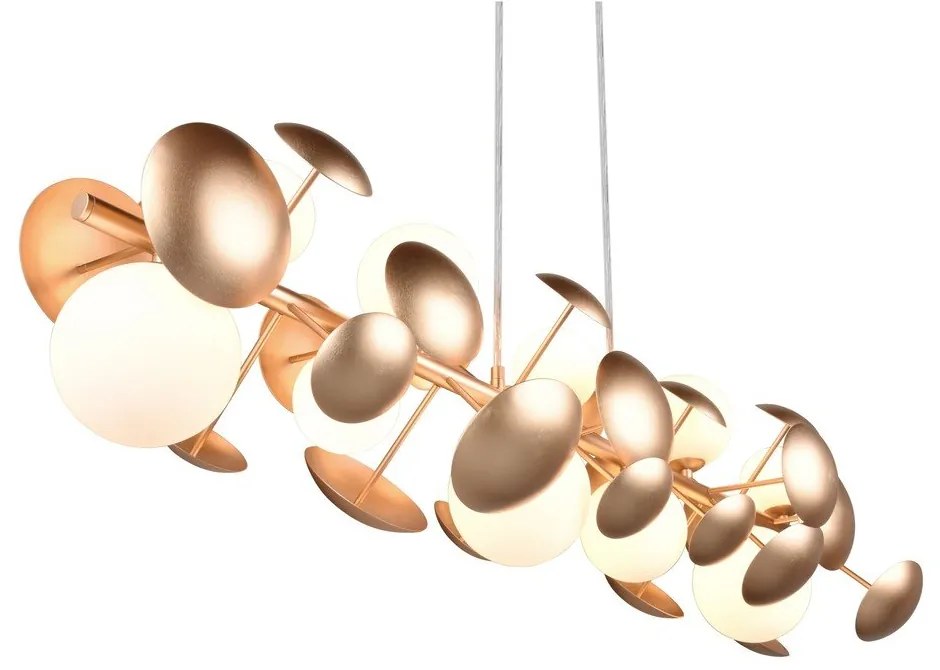 Lampa wisząca w biało-złotym kolorze ze szklanym kloszem Bubble – Trio Select