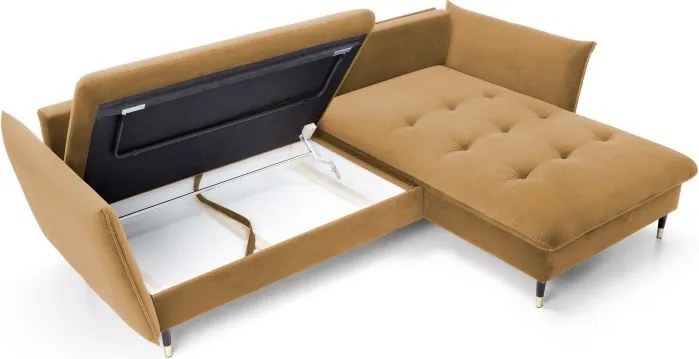 Narożnik GLAM Prawostronny z funkcją spania, zestaw z poduszkami wolnostojący tkanina RIVIERA 41 Platynowy DOMO HOME